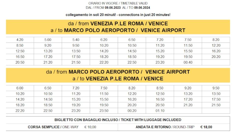 145 transporte del aeropuerto marco polo al centro de venecia